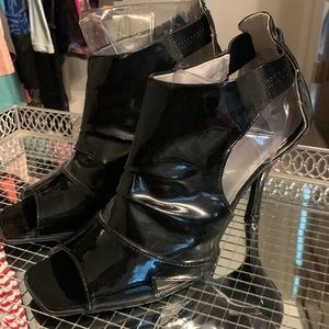 Mossimo by Target fashion open toed sandal booties black patent size 9